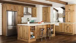 Wooden cabinet in the kitchen interior