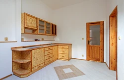 Wooden cabinet in the kitchen interior