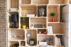 Wooden cabinet in the kitchen interior