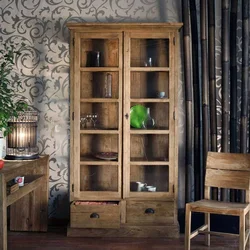 Wooden cabinet in the kitchen interior