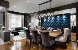 Wall panels in the interior of the kitchen living room