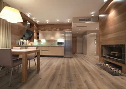 Wall panels in the interior of the kitchen living room