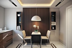 Wall panels in the interior of the kitchen living room