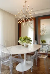 Square table in the kitchen in the interior