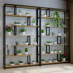 Flower rack in the living room interior