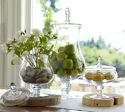 Vase with flowers in the kitchen interior