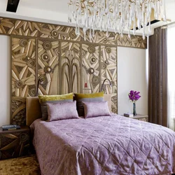 Wallpaper Panel In The Bedroom Interior