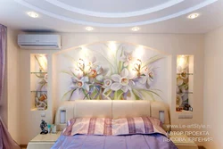 Wallpaper panel in the bedroom interior