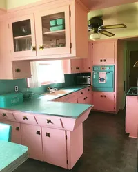 Blue And Pink In The Kitchen Interior