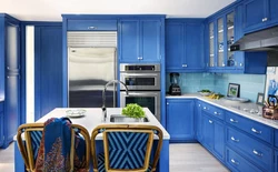 Blue and pink in the kitchen interior