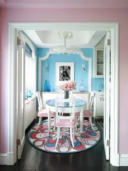 Blue and pink in the kitchen interior