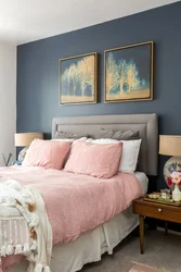 Pink and blue in the bedroom interior