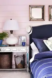 Pink and blue in the bedroom interior