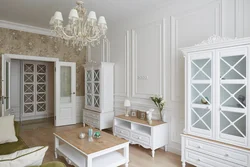 Classic wardrobe in the living room in the interior
