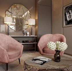 Living room interior with armchair and floor lamp
