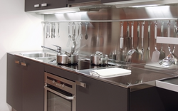 Metal and glass in the kitchen interior