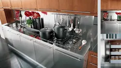 Oshxonaning ichki qismidagi metall va shisha