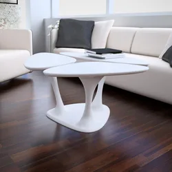 White coffee table in the living room interior