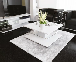 White coffee table in the living room interior
