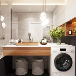 Wood cabinet in the bathroom interior