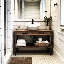 Wood cabinet in the bathroom interior