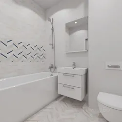 Blue Chevron Tiles In The Bathroom Interior