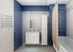 Blue Chevron Tiles In The Bathroom Interior