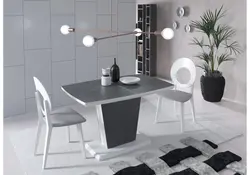 Table With Black Legs In The Kitchen Interior