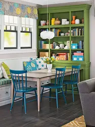 Combination of green and blue in the kitchen interior