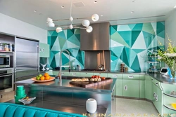 Combination of green and blue in the kitchen interior