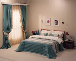 Sea ​​wave curtains in the bedroom interior