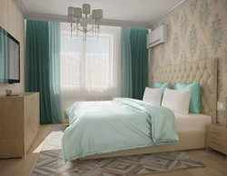 Sea ​​wave curtains in the bedroom interior