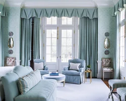 Sea ​​wave curtains in the bedroom interior
