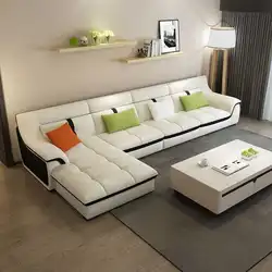 Sofa with one armrest in the living room interior