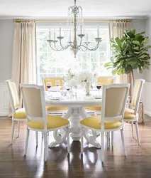 Table and chairs in the interior of the kitchen living room