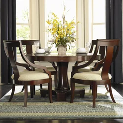 Table and chairs in the interior of the kitchen living room