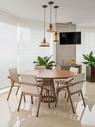 Table and chairs in the interior of the kitchen living room