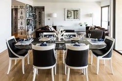 Kitchen interior with dark table and chairs