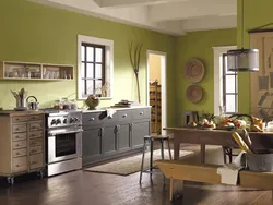 Gray paint for walls in the kitchen interior