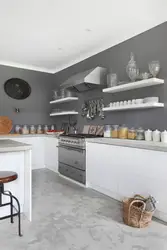 Mətbəx interyerində divarlar üçün boz boya