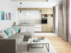 Straight kitchen living room design
