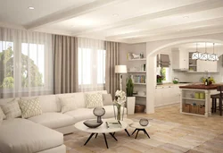 Straight kitchen living room design