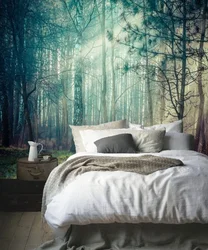 Bedroom design forest photo wallpaper