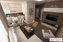 Irregular shaped living room kitchen design