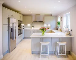 Living room kitchen design with peninsula