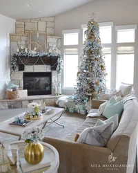 Christmas tree in the kitchen living room design