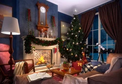 Christmas tree in the kitchen living room design