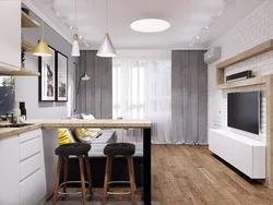 Kitchen design in euro-room apartment peak