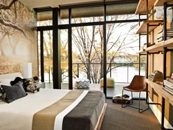 Bedroom design with stained glass windows