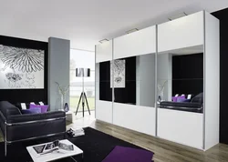 Living Room Design With Mirrored Wardrobe